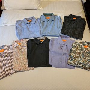 Lot of 8 Tallia Orange Button Down Shirts LG